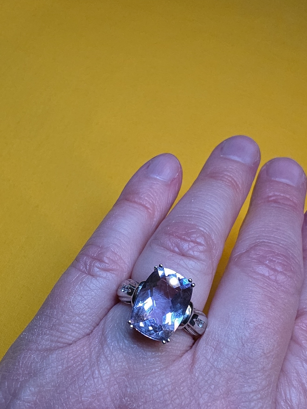 Rose de France Amethyst White Topaz Sterling Silver ▪︎ Ring Size 7 ▪︎ LOVELY!